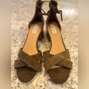 Steve Madden Olive Green Suede Ankle Strap Heels
